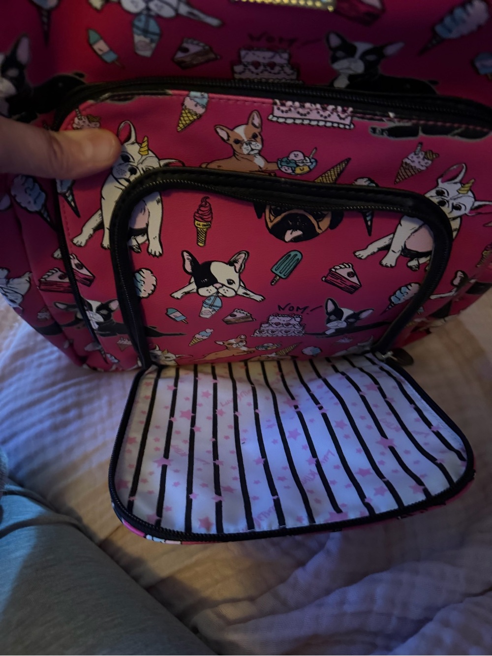 Betsey Johnson Pink French Bulldog Print Backpack - Picture 6 of 6